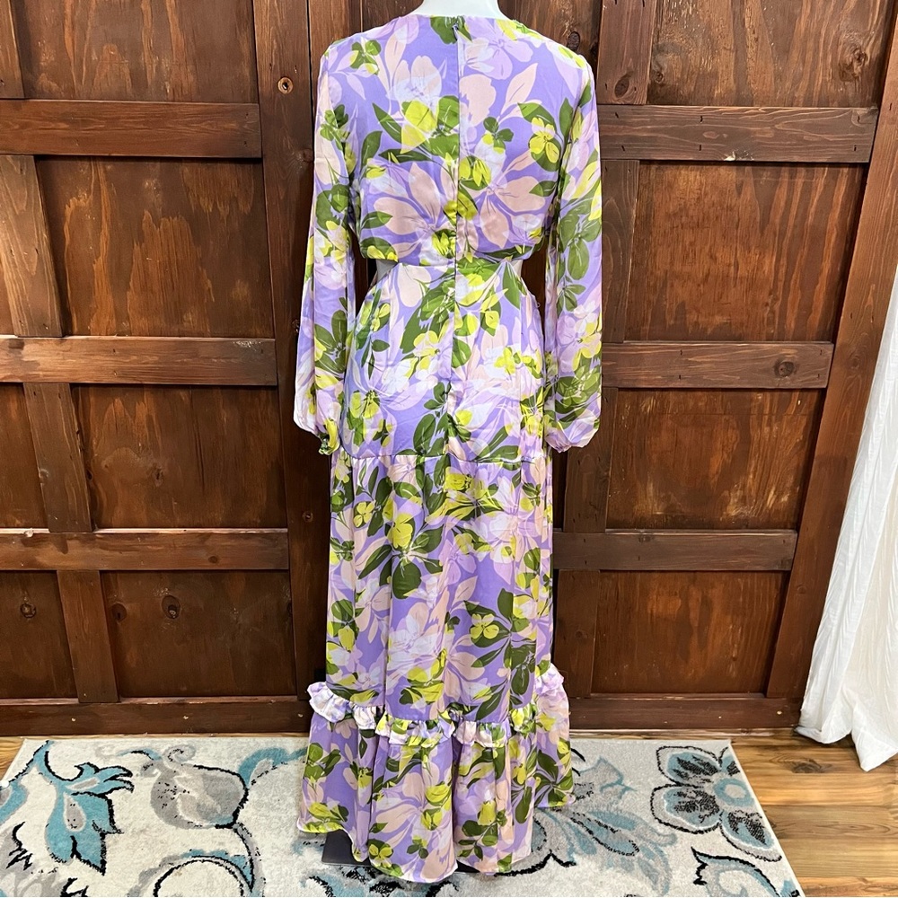 VENUS Long Sleeve Floral Dress in Purple and Green - Picture 2 of 6